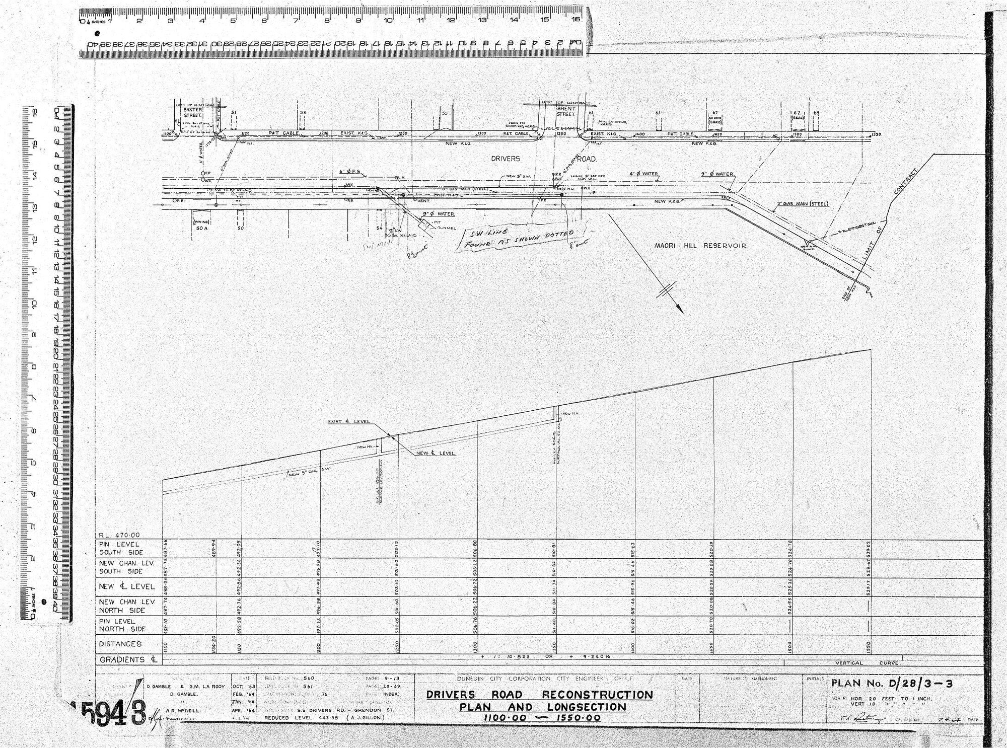 DRIVERS ROAD RECONSTRUCTION PLAN AND LONGSECTION 1100.00 - 1550.00