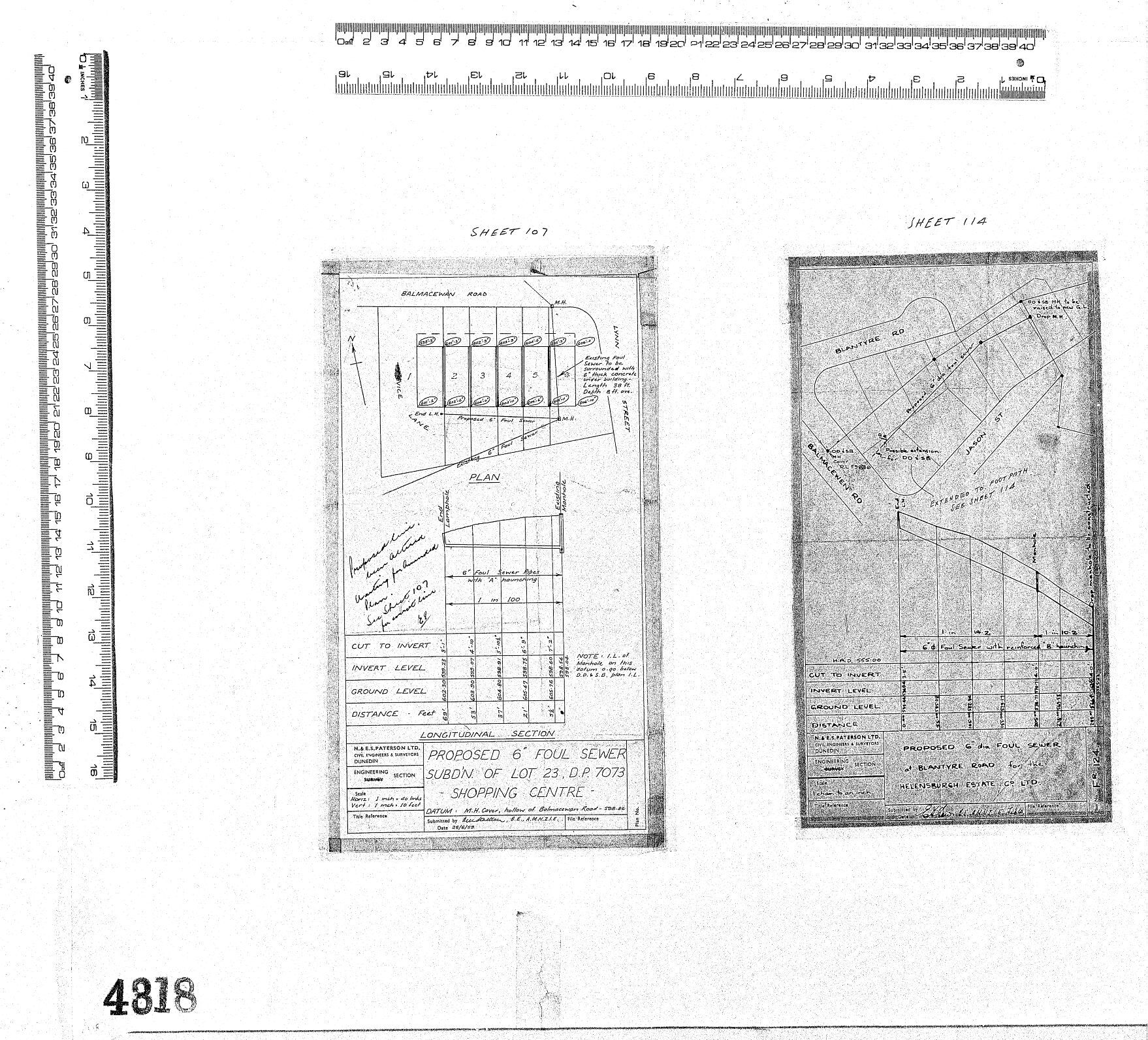 PROPOSED 6" FOUL SEWER SUBDN OF LOT 23 D.O. 7073 SHOPPING CENTRE
