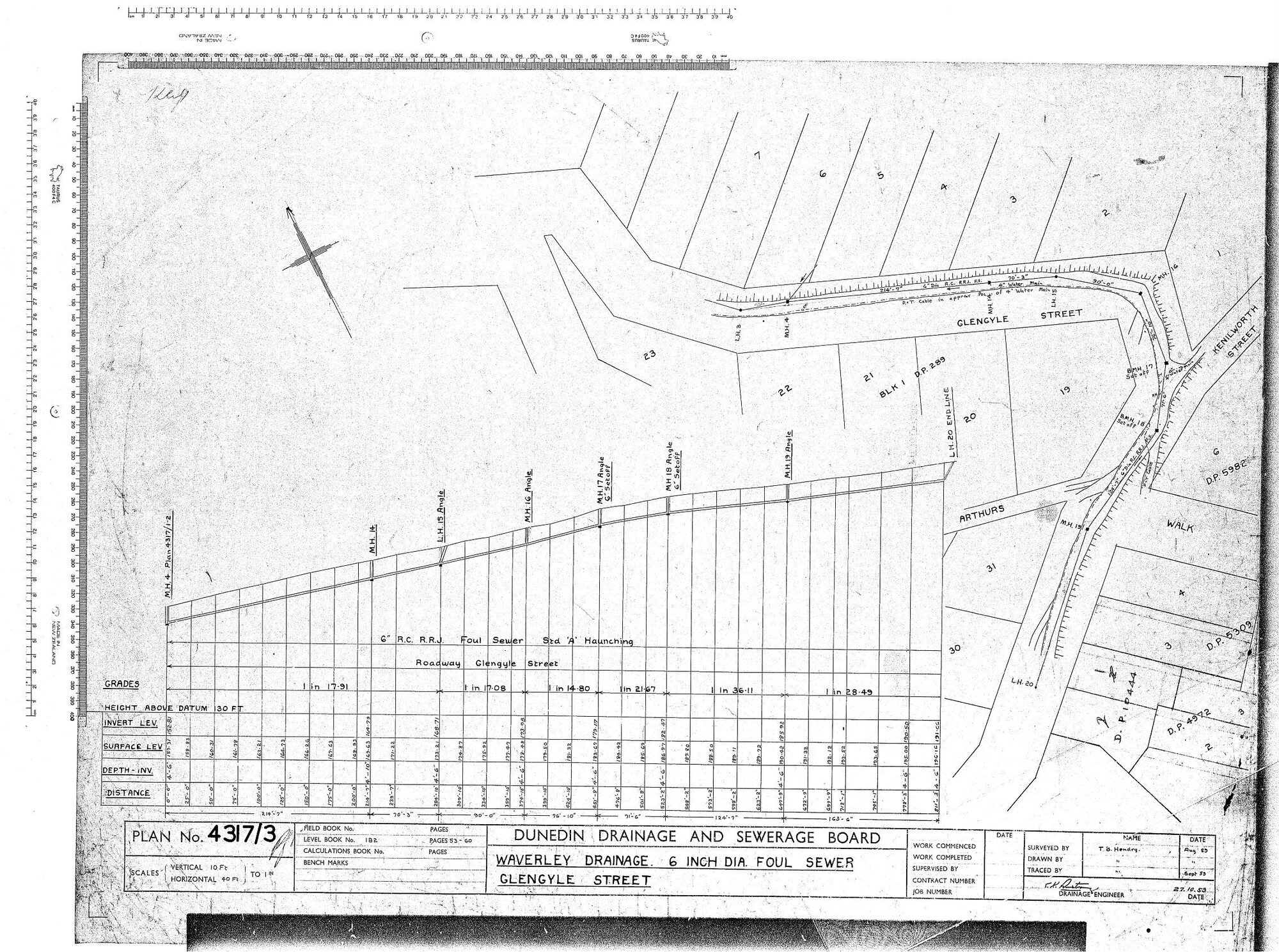 WAVERLEY DRAINAGE 6 INCH DIA FOUL SEWER SHANDON RD - GLENGYLE ST 