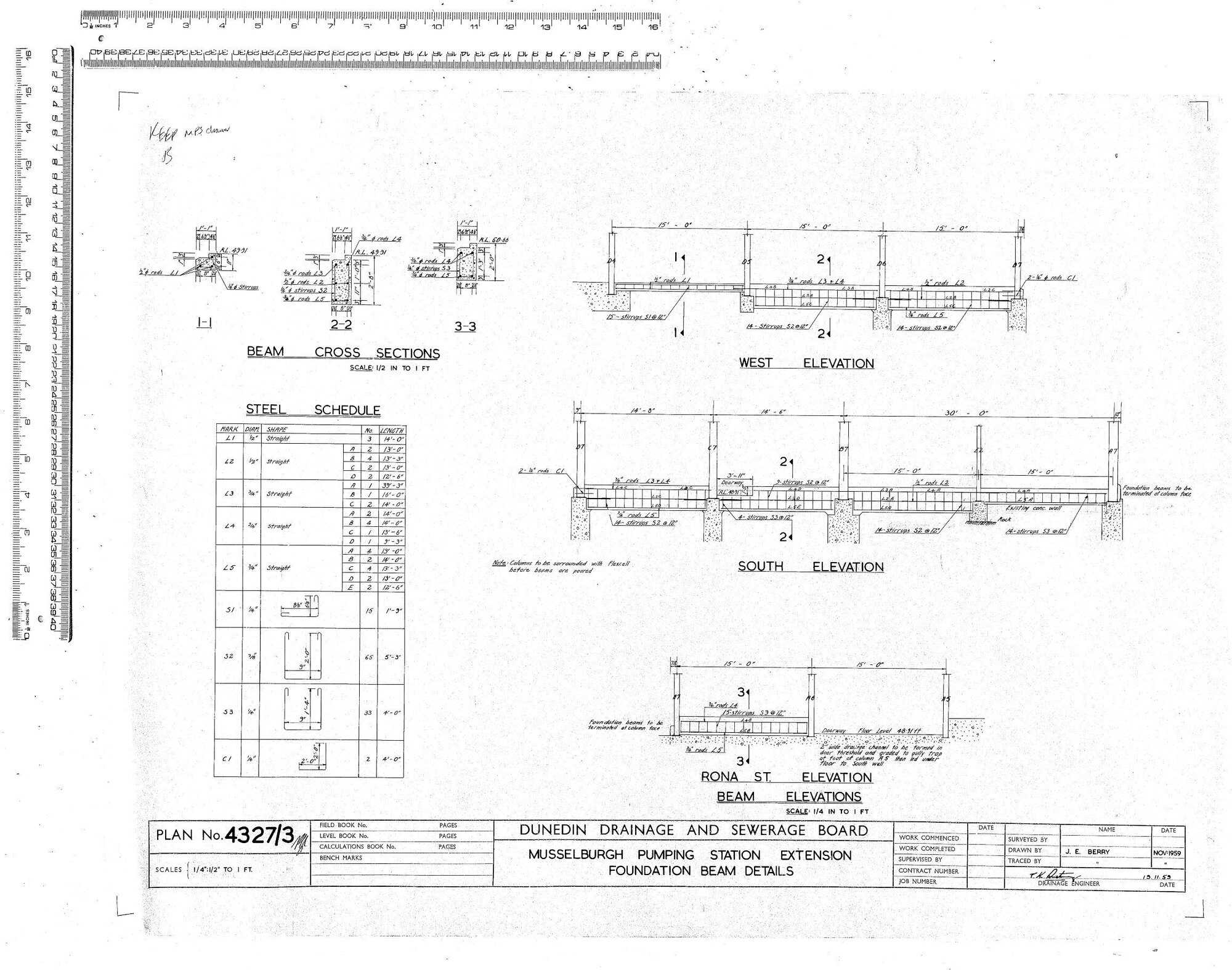 MUSSELBURGH PUMPING STATION EXTENSION FOUNDATION BEAM DETAILS