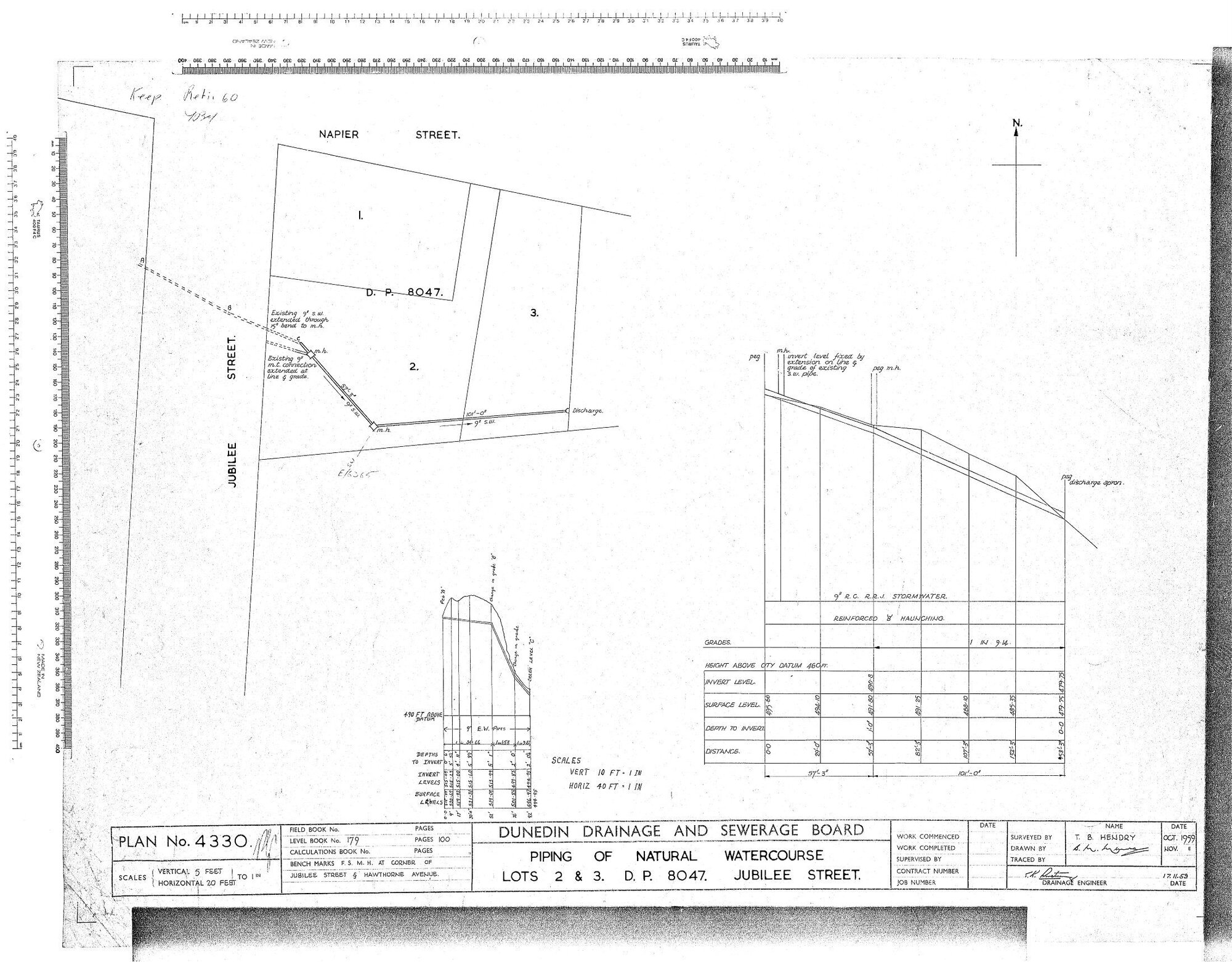 PIPING OF NATURAL WATERCOUSE LOTS 2 &amp; 3. D.P. 8047 JUBILEE STREET