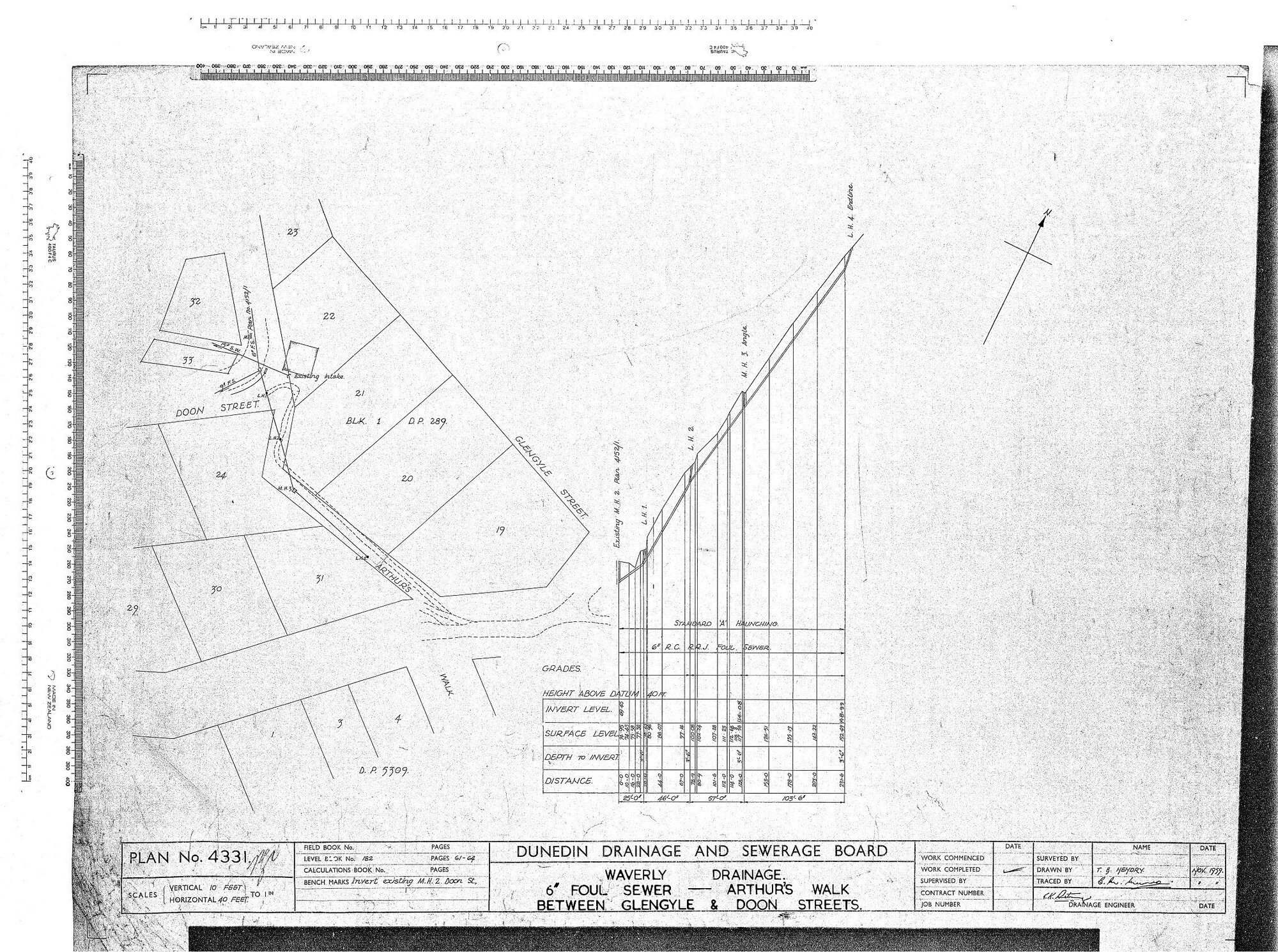 WAVERLY DRAINAGE 6" FOUL SEWER - ARTHURS WALK BETWEEN GLENGYLE &amp; DOON STREETS