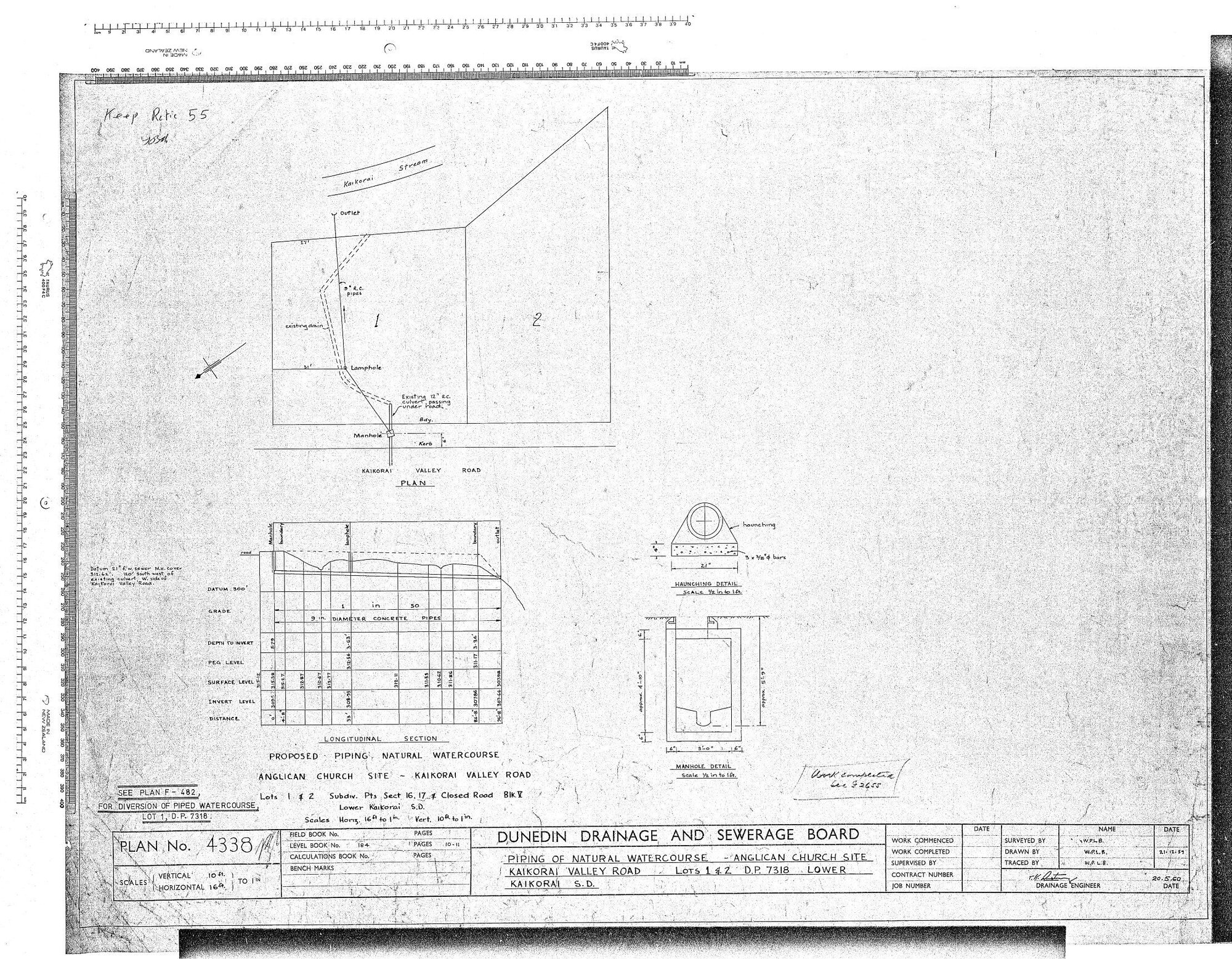 PIPING OF NATURAL WATERCOURSE - ANGLICAN CHURCH SITE KAIKORAI VALLEY ROAD LOTS 1 &amp; 2 D.P 7318 LOWER KAIKORAI S.D.