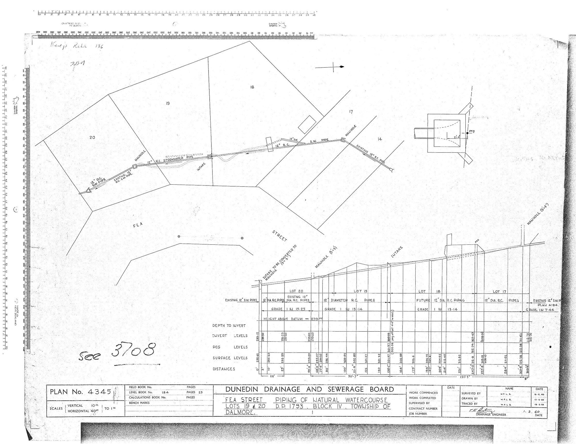 FEA STREET - PIPING OF NATURAL WATERCOURSE LOTS 19 &amp; 20 D.P. 1793 BLOCK IV TOWNSHIP OF DALMORE