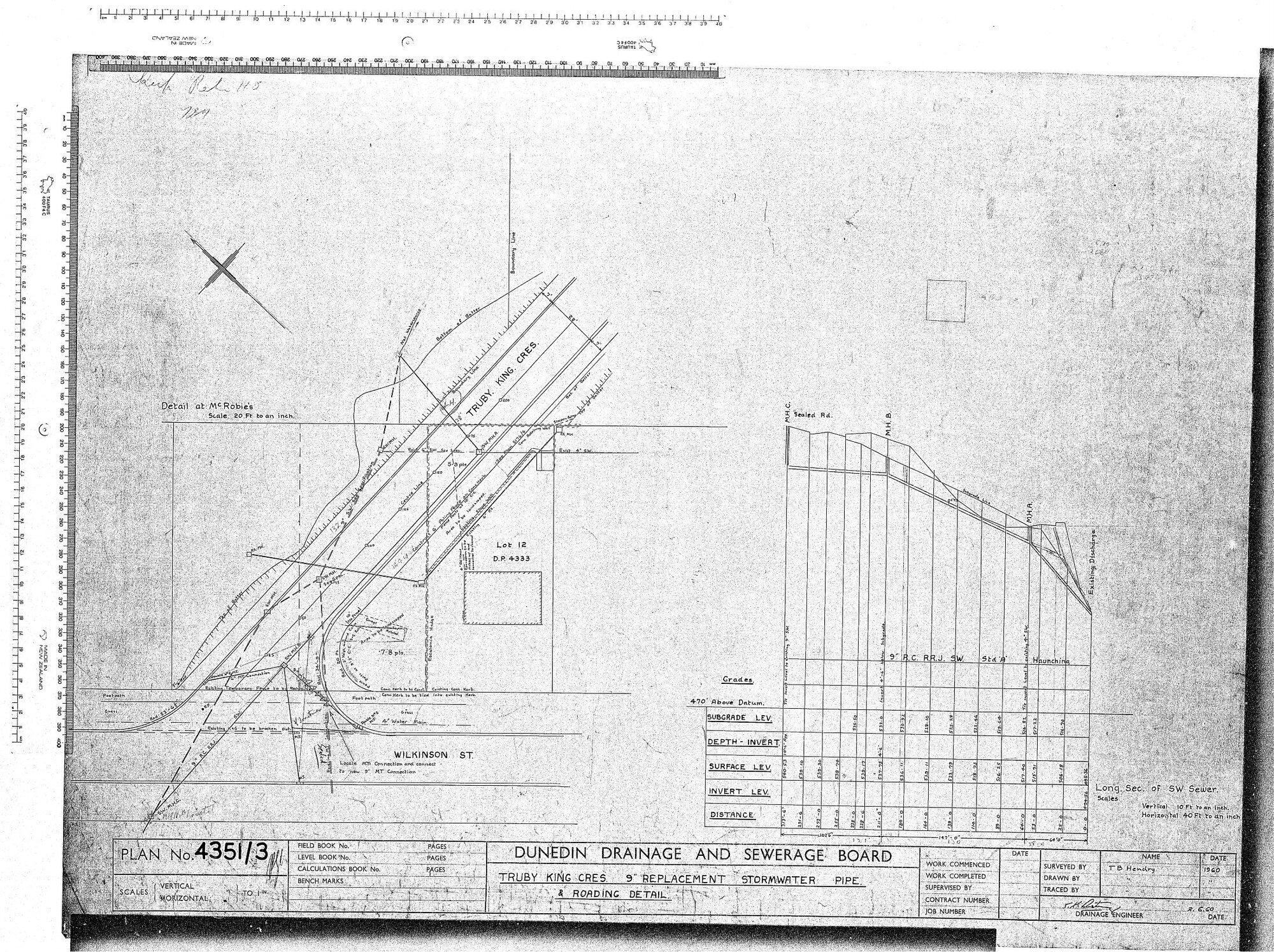 TRUBY KING CRES 9" REPLACEMENT STORMWATER PIPE &amp; ROADING DETAIL