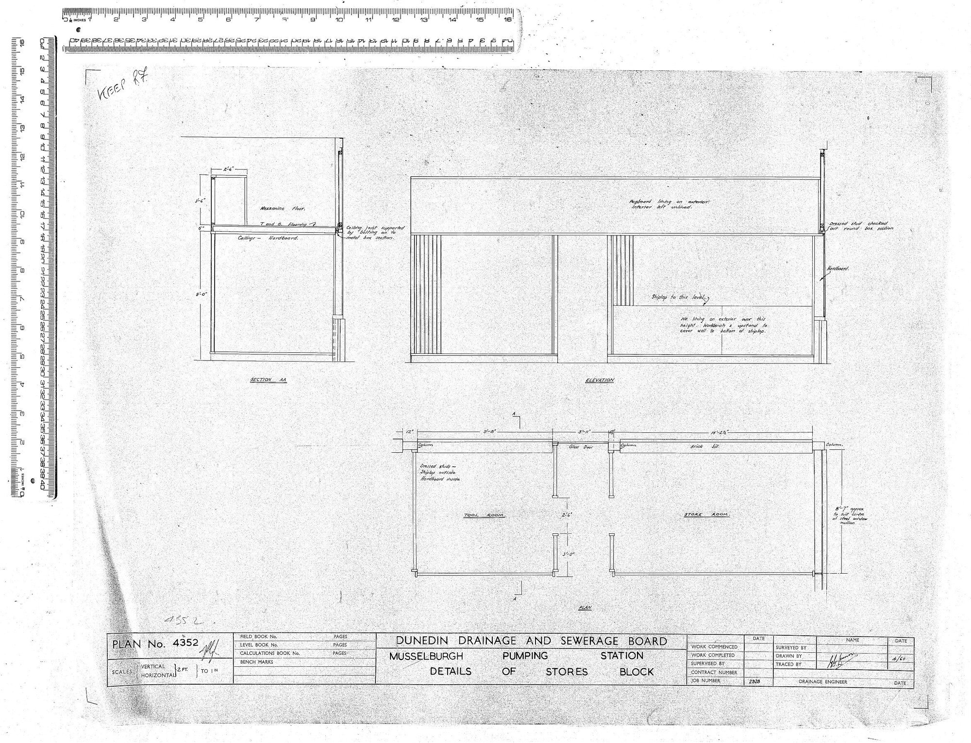 MUSSELBURGH PUMPING STATION DETAILS OF STORES BLOCK