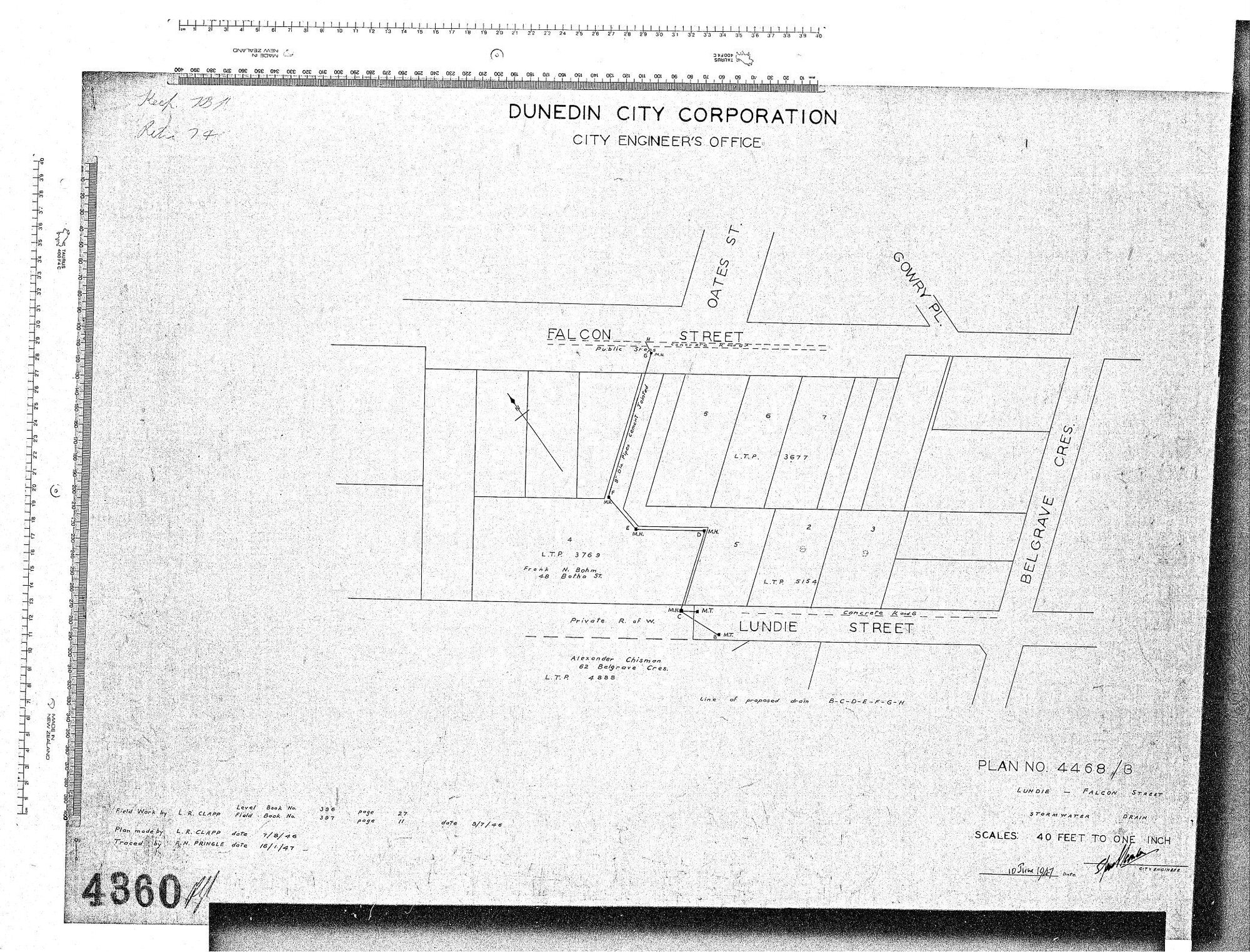 LUNDIE STREET AND FALCON STREET SEWER THROUGH PROPERTY PLAN