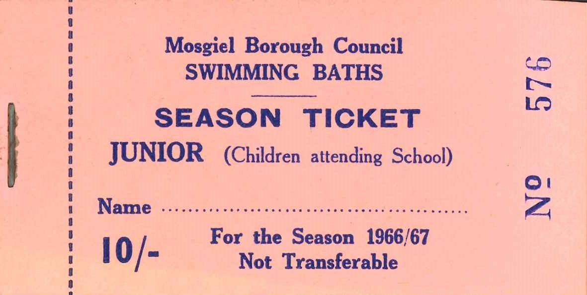 Mosgiel Borough Council Council Swimming Baths Junior Concession Ticket