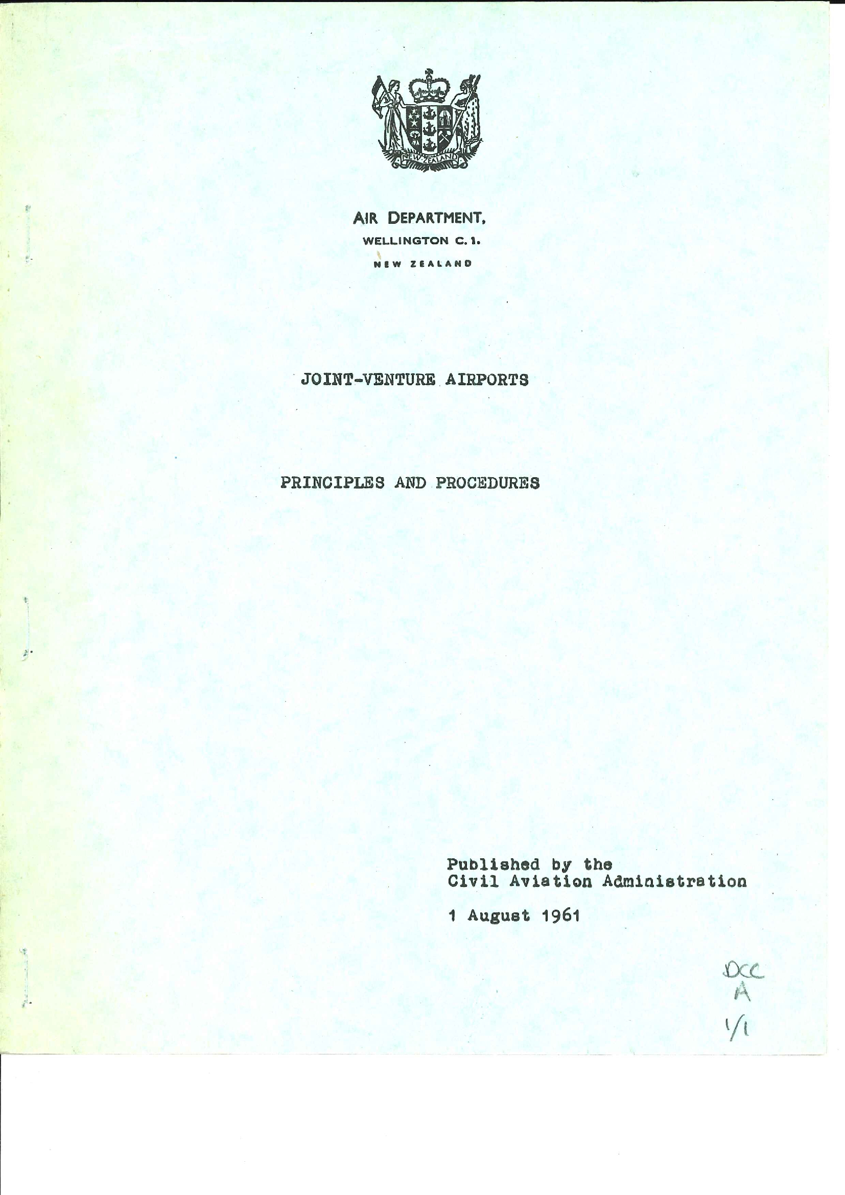 Joint Revenue Airports: Principles &amp; Procedures (Civil Aviation Administration) Report