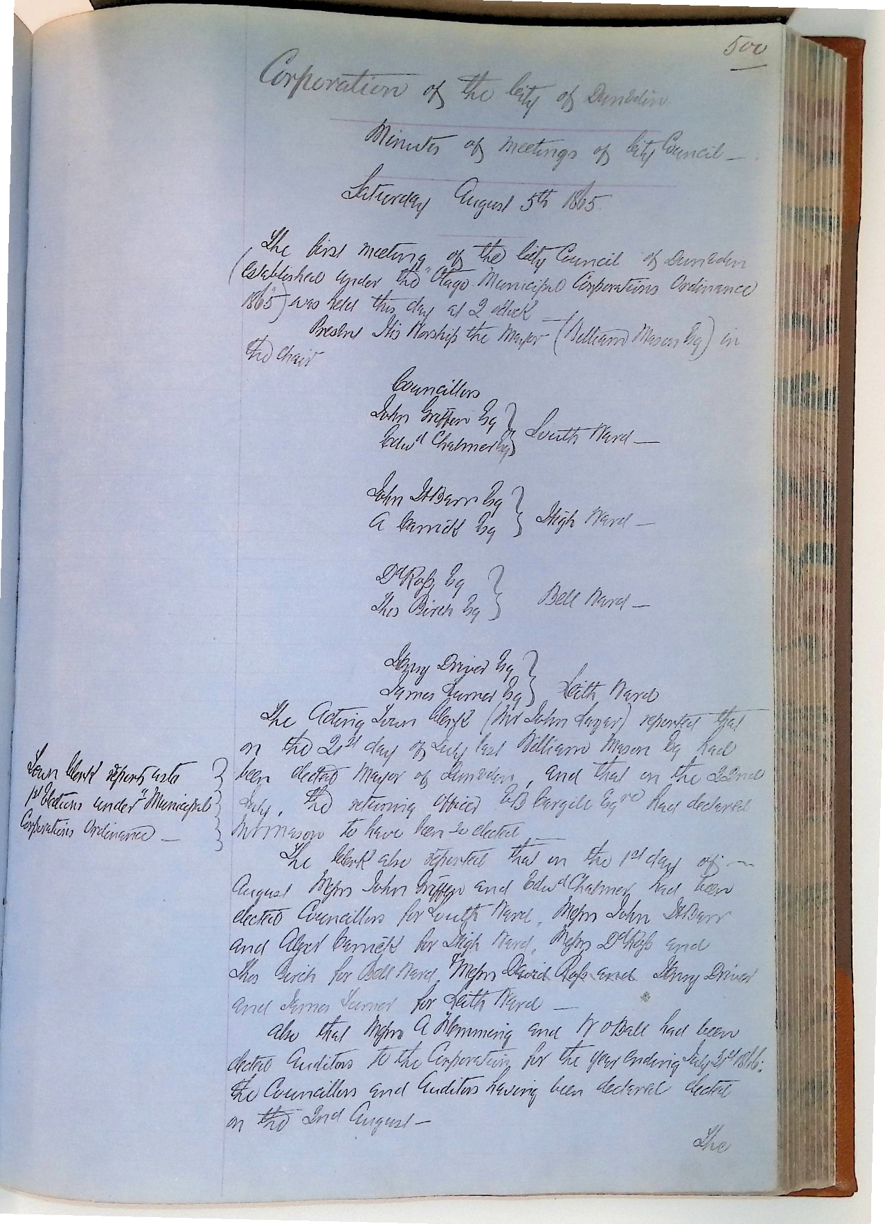 Minutes of the first Dunedin City Council Meeting
