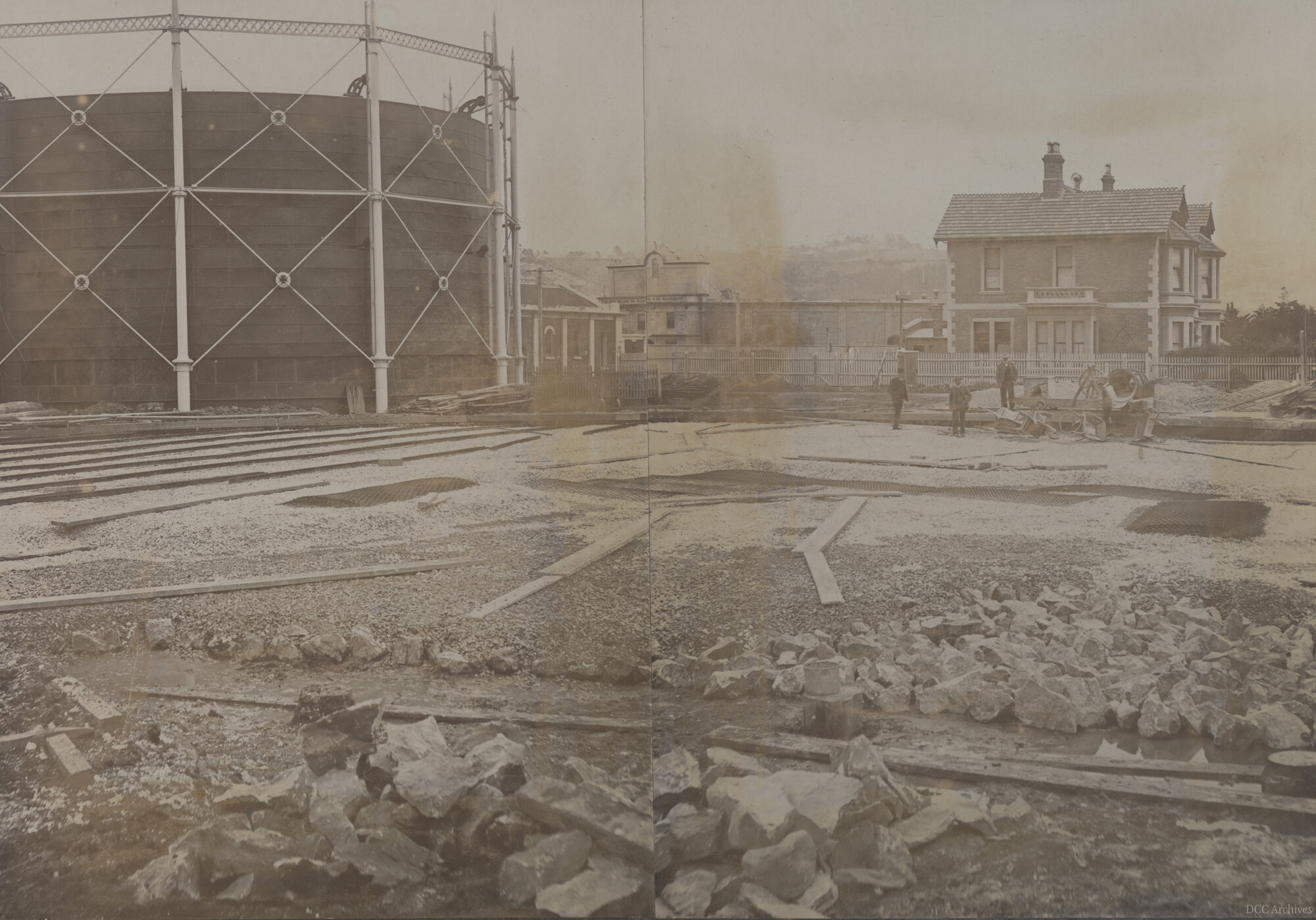 View of Gasometer During Extensions of Gasworks