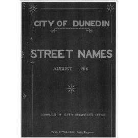 City Engineers City of Dunedin Street Names