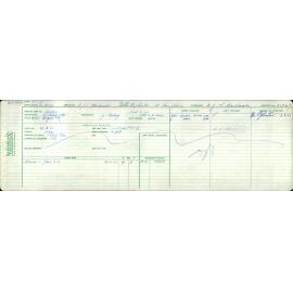 Electricity Department Connection Record - Tomkins Street Green Island