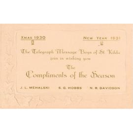"Compliments of the Season" from The Telegraph Message Boys of St Kilda