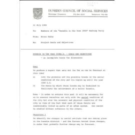 Dunedin Council of Social Services Dunedin 2000 Project - Memorandum from Bruce Duder to Members of Working Party
