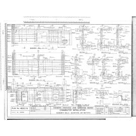 COMMINUTOR INSTALLATION BASEMENT WALLS - ELEVATIONS AND SECTIONS