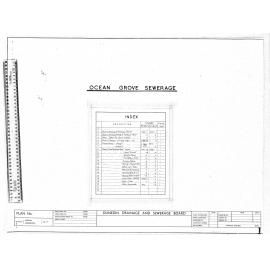 OCEAN GROVE SEWERAGE - INDEX